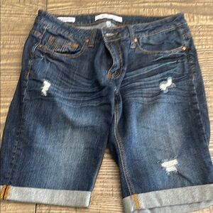 Vigoss Blue Distressed Jean Shorts Knee-Length